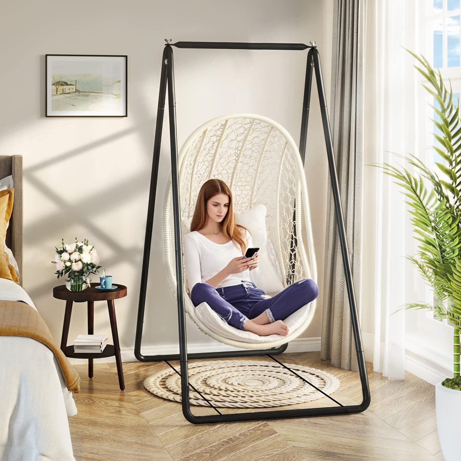 Hammock Chair Stand, Hanging Chair Stand Only, 330 LBS, Black