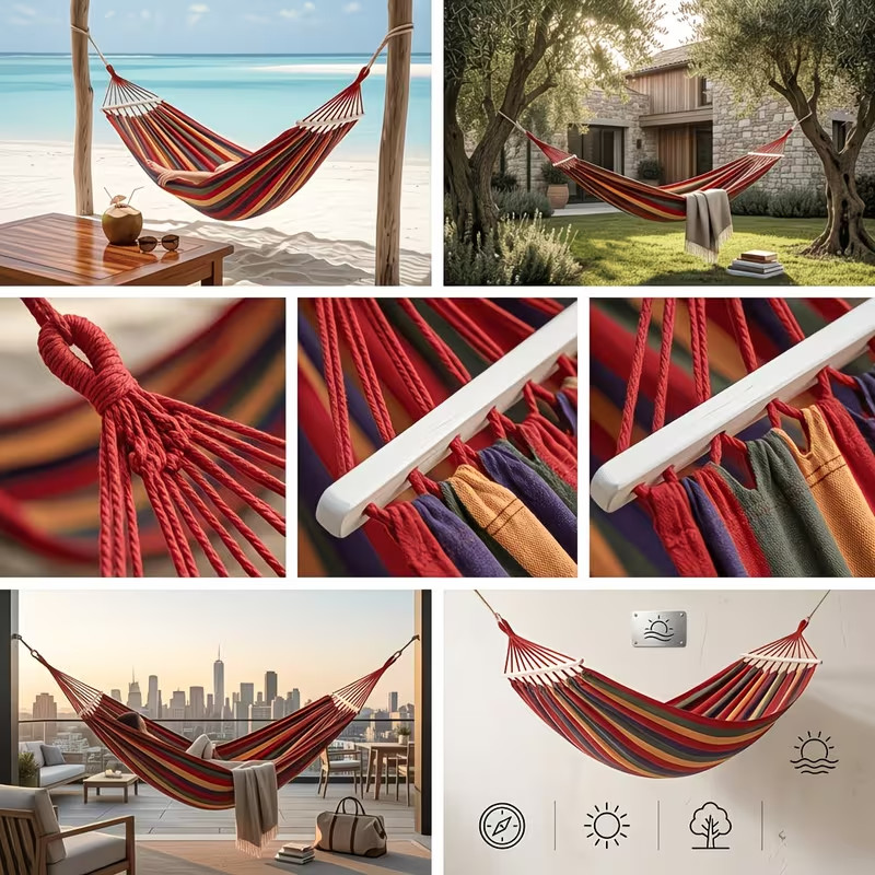 2 Person Double Camping Hammock Chair Bed Outdoor Hanging Swing Sleeping Garden