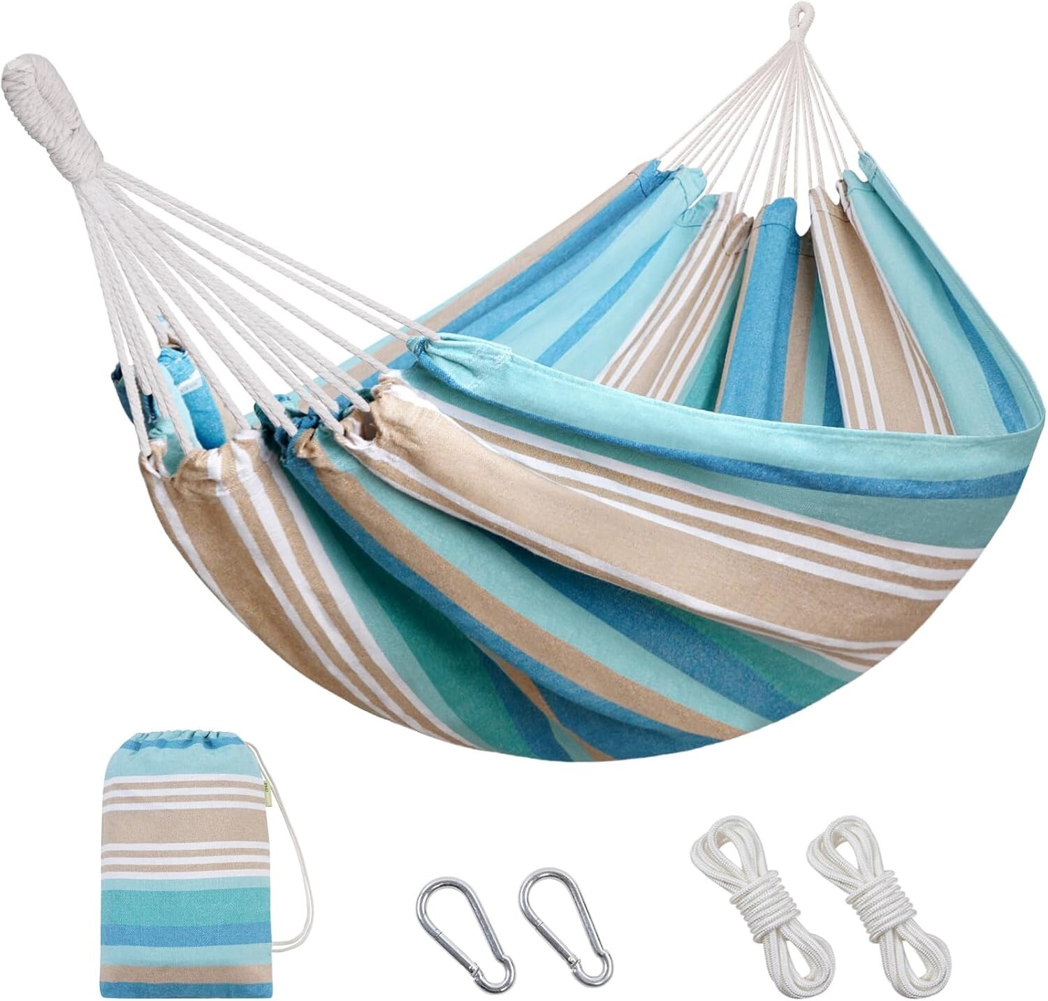 Durable Indoor/Outdoor Hammock – Relax and Connect with Loved Ones, Blue/Green