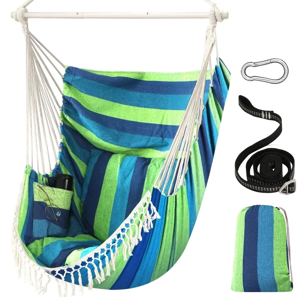 Chihee Hammock Chair Hanging Swing Max 500 Lbs 2 130x100cm, Blue Green