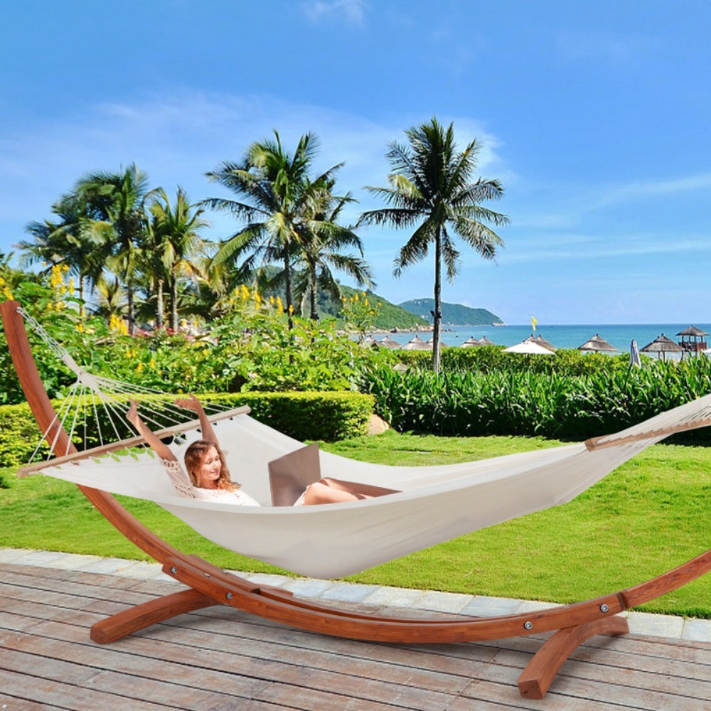 HOMMOW 2 Person Spreader Bar Hammock with Stand