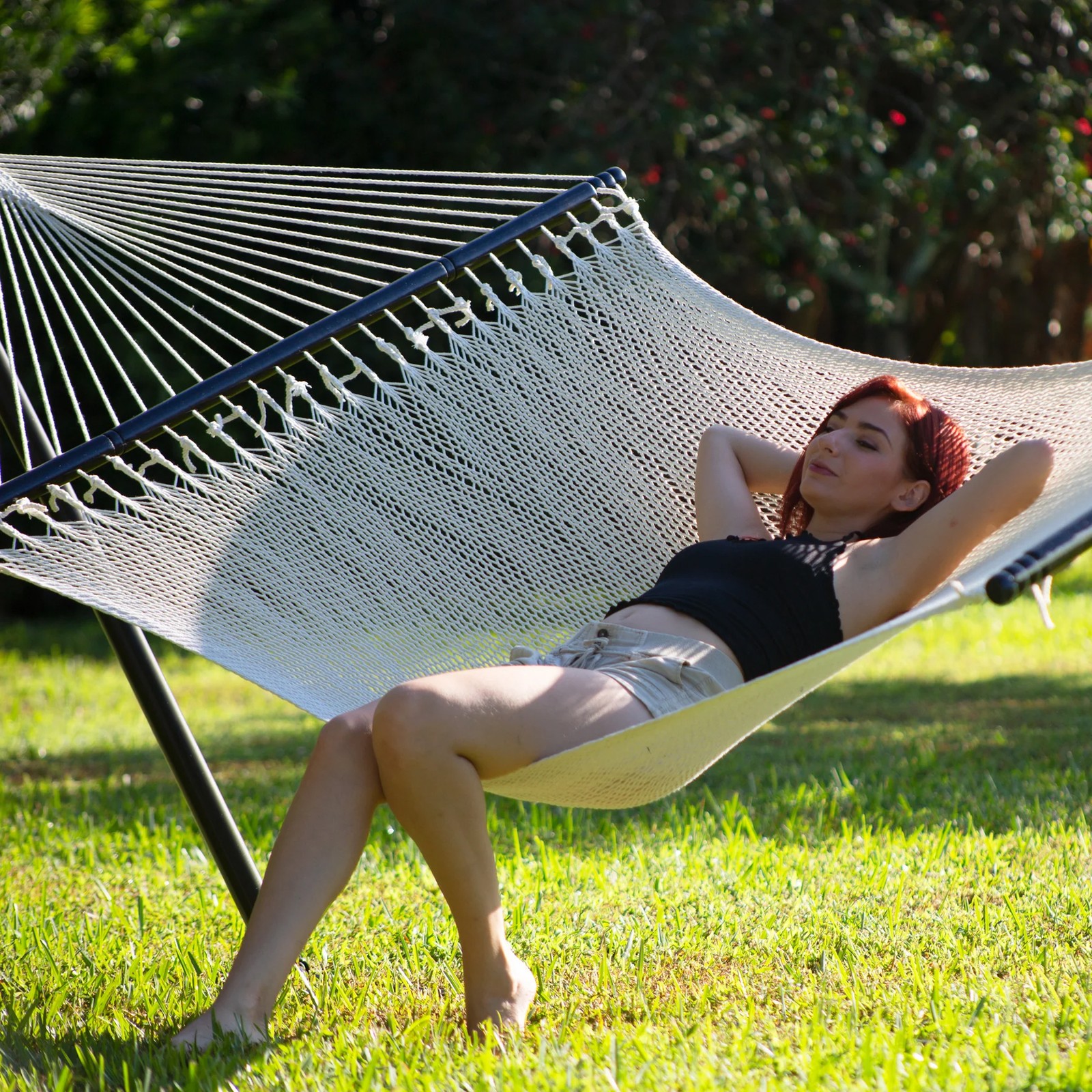 Bliss Hammocks Weekend Deluxe 2-Person Polyester Rope Hammock w/Spreader, 80×55