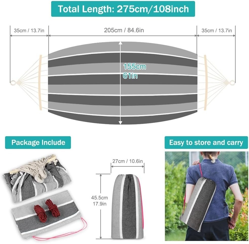 Doble Hamaca Soporta Hasta 550lbs Hamaca Amacas Patio Amaca Con Base Mexicanas