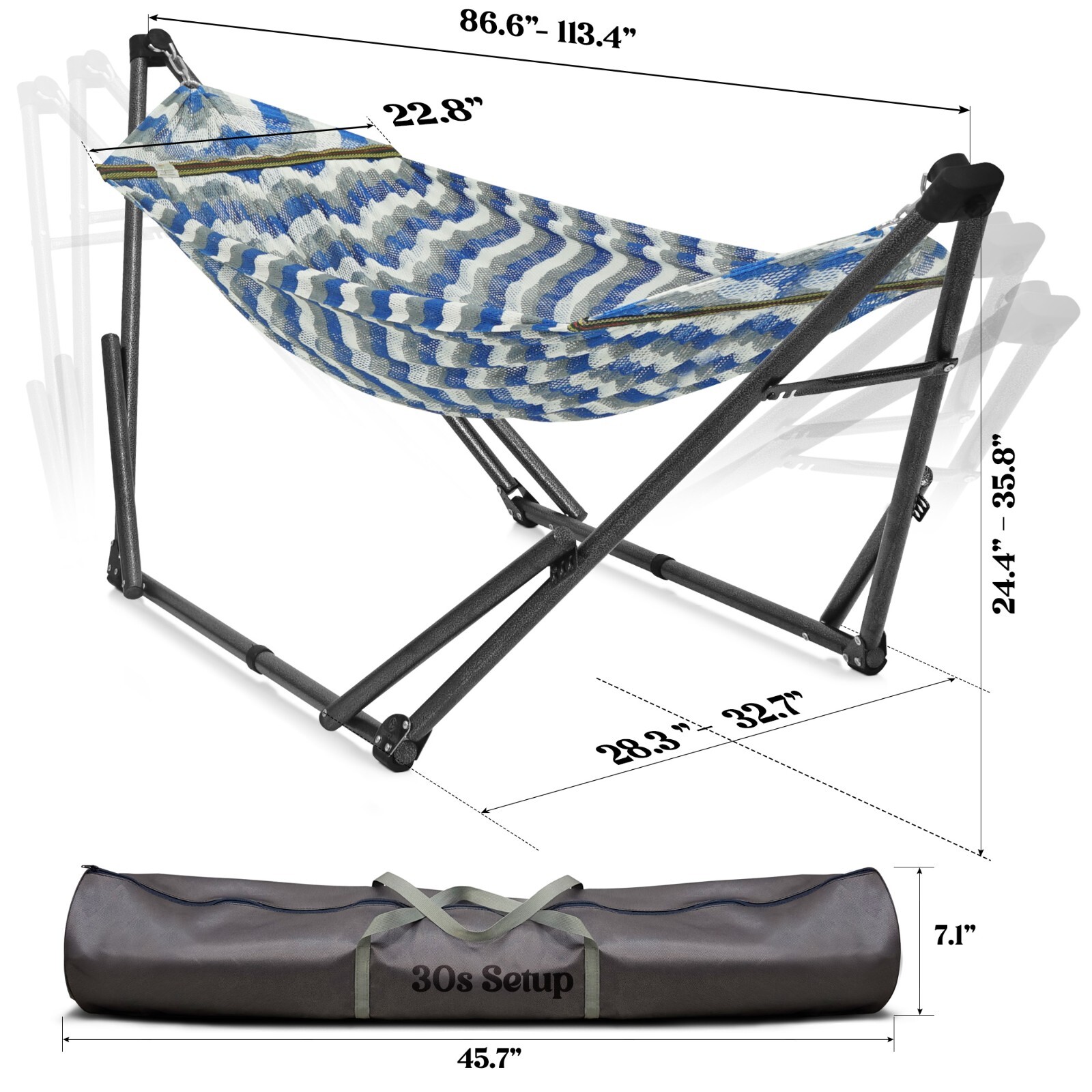 Tranquillo Adjustable Hammock Stand Camping Hammock and Stand 550lb, Chevron