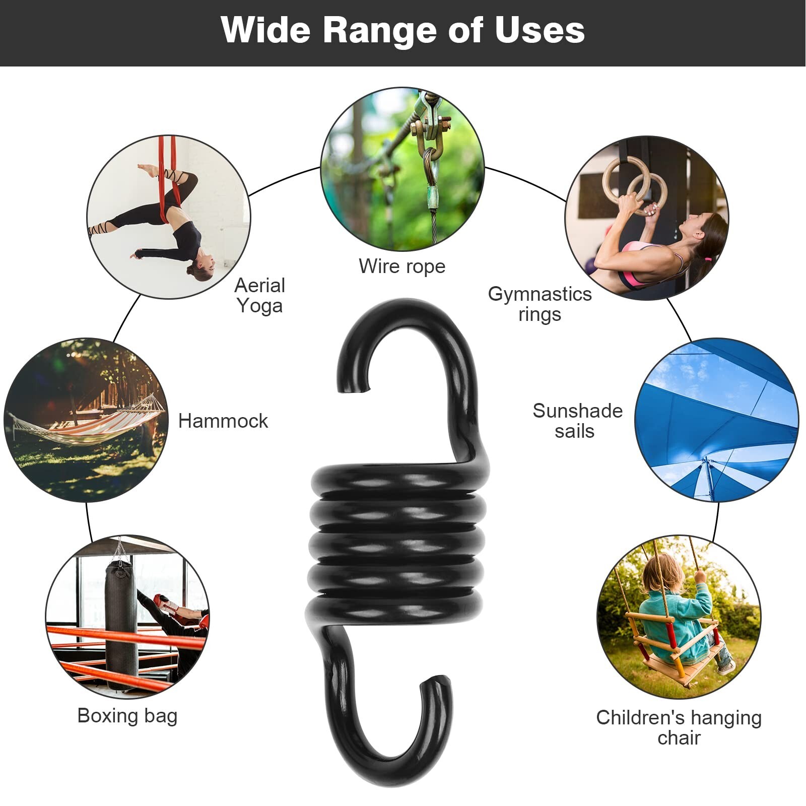 Hammock Spring Swing Hammoch Springs for Hanging Porch Chair 550lbs Weight Ca…
