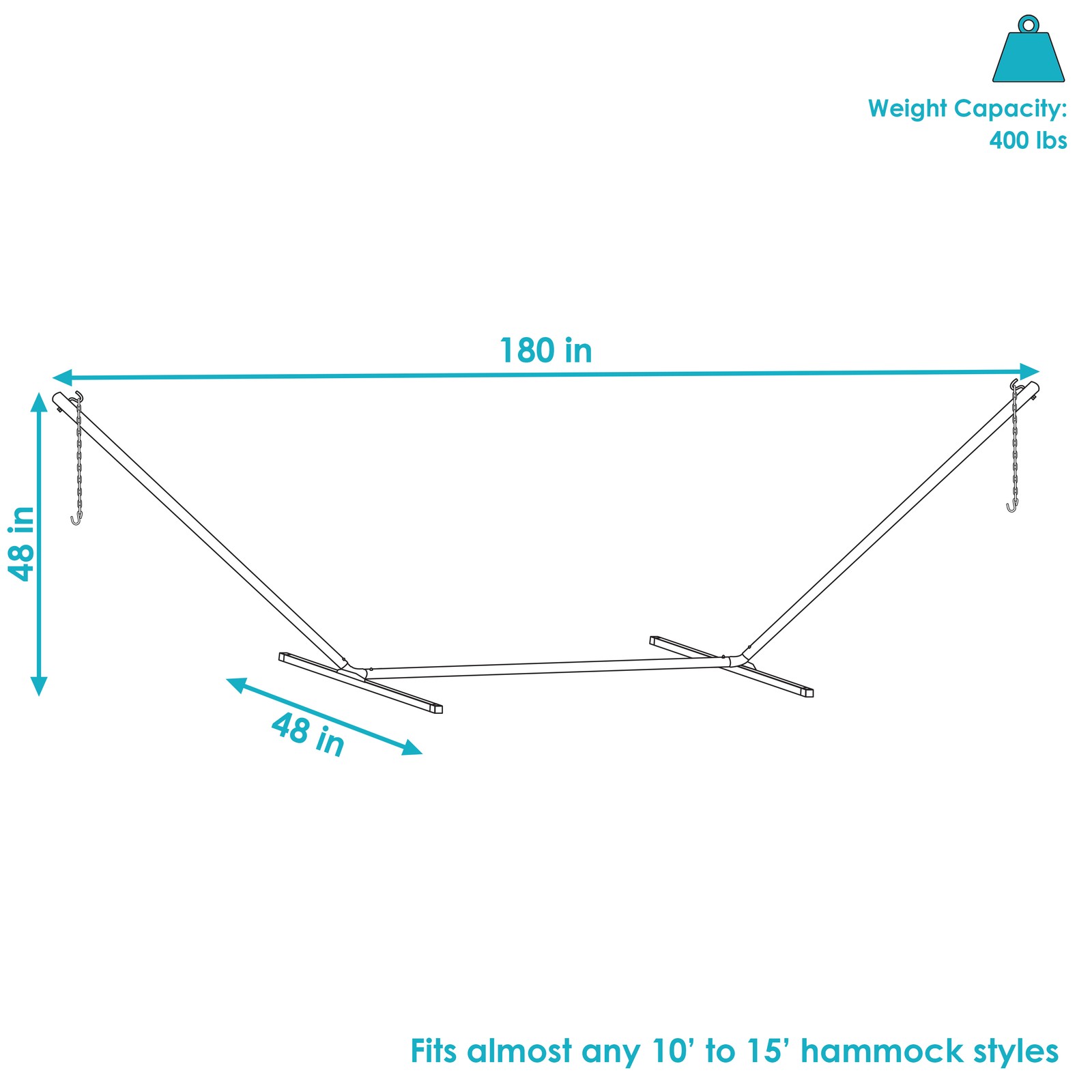 Powder-Coated Steel Beam Construction Hammock Stand – 15 ft by Sunnydaze