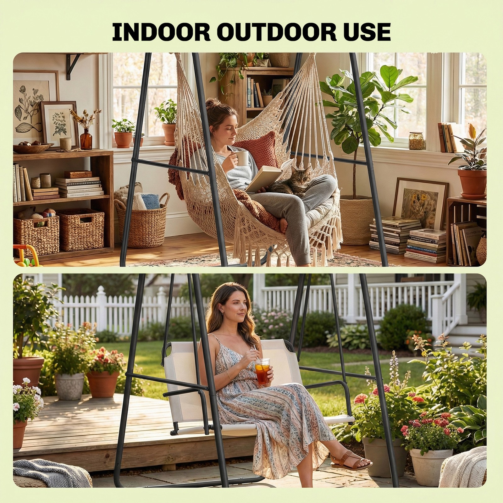Hammock Chair Stand, Hanging Chair Stand Only, 330 LBS, Black