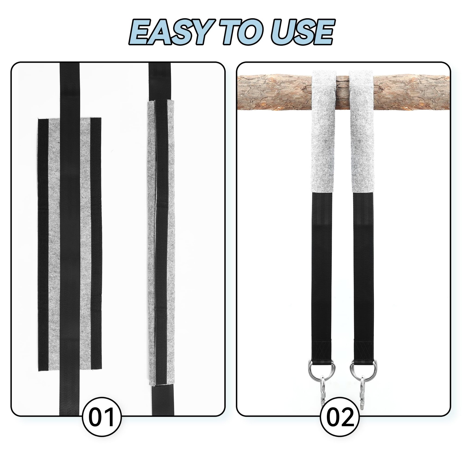 2 Pack 5Ft Tree Swing Hanging Straps Kit wiht Screw Lock Carabiners Swivel Hook