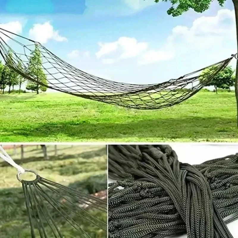 Nylon Rope Hammock Outdoor Sleeping Net Bed Portable Camping Garden Beach Yard