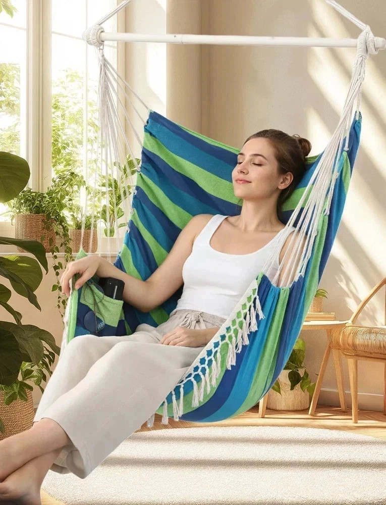 Chihee Hammock Chair Hanging Swing Max 500 Lbs 2 130x100cm, Blue Green