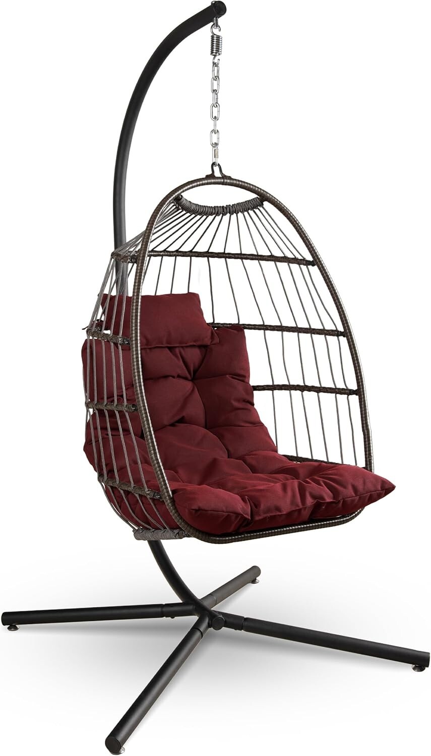 SereneLife Hanging Egg Chair with Stand – Up to 550 lbs of Capacity