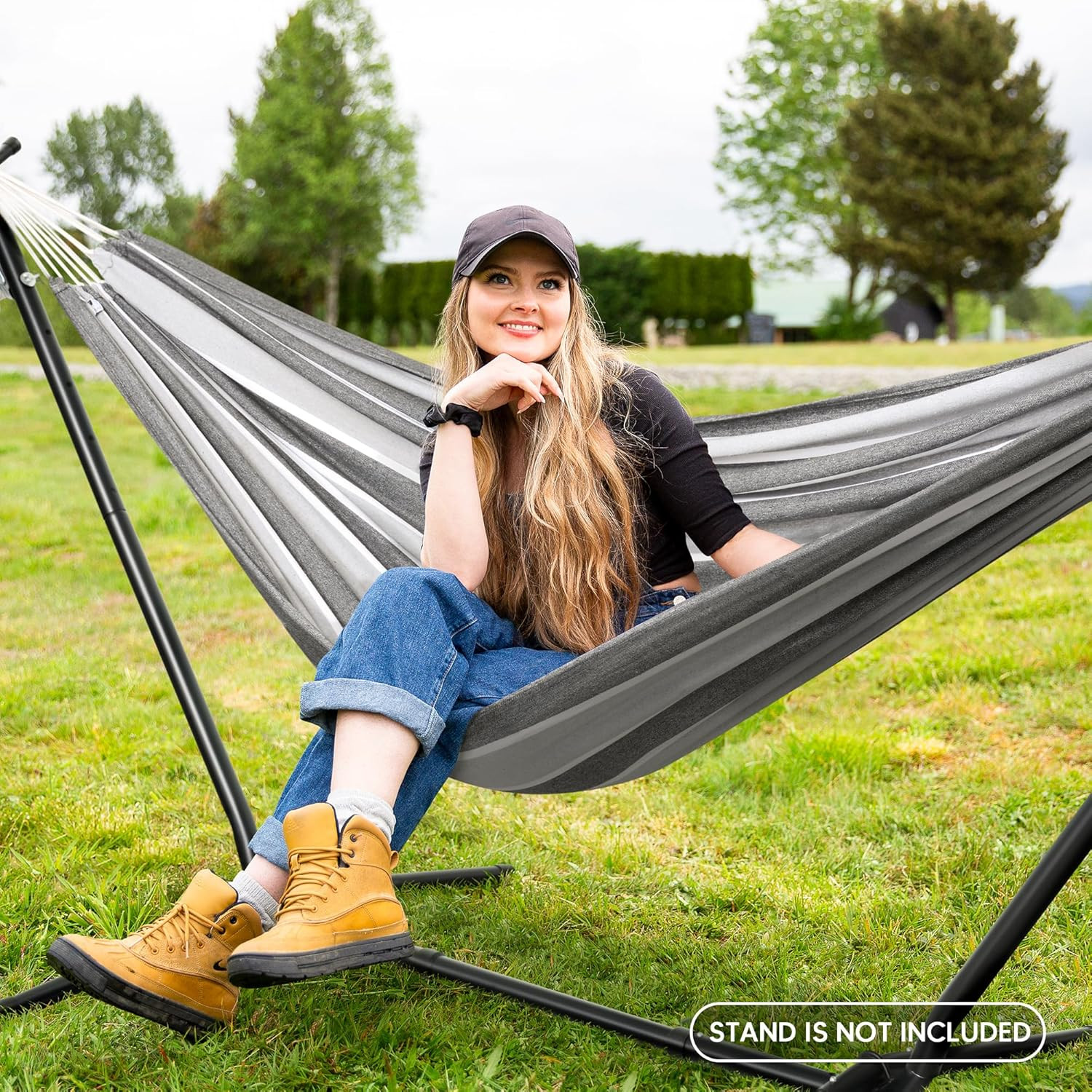 Hammocks for Outside, Portable Heavy Duty Tree Hammock, Dark Gray & Light Gray