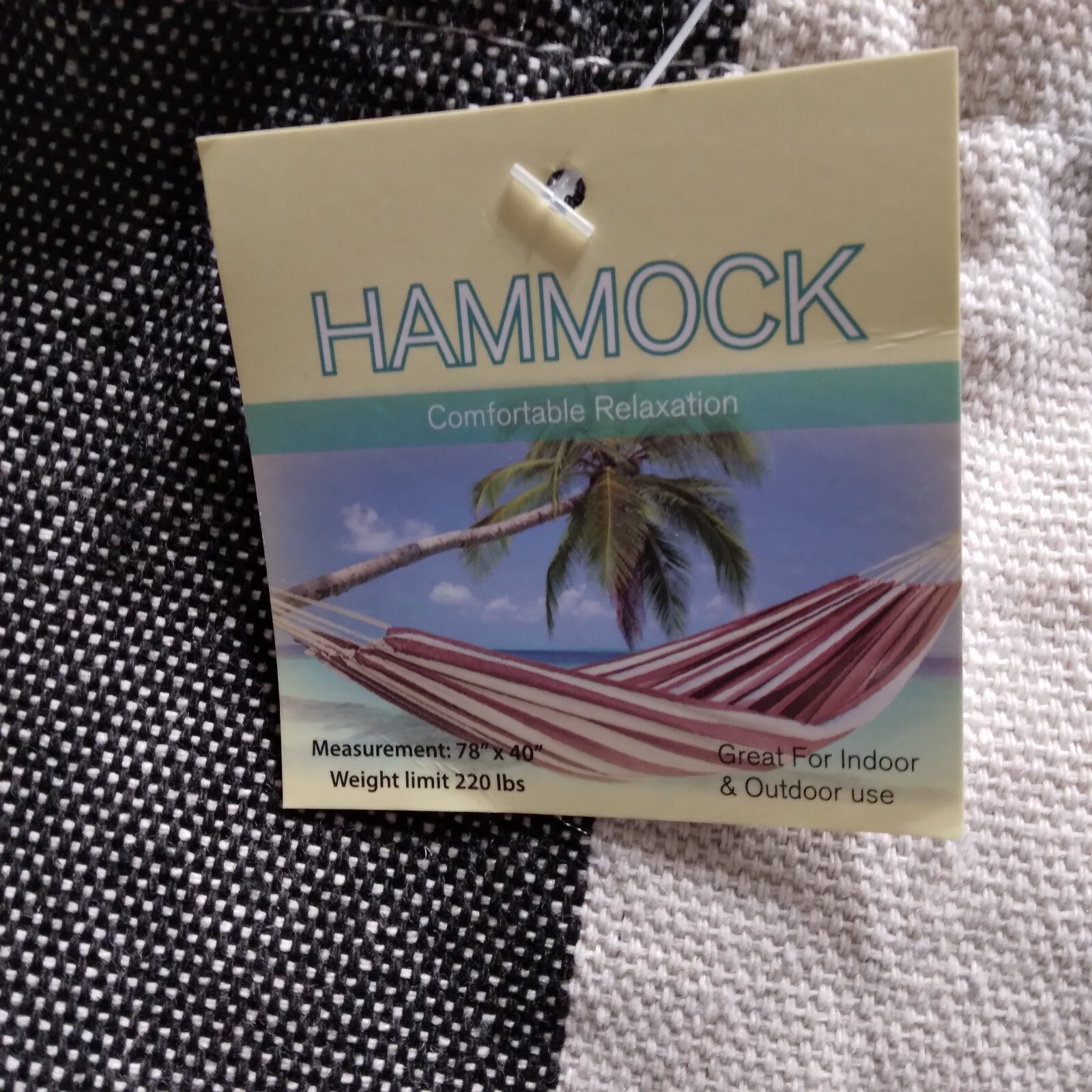 Portable Indoor/Outdoor Canvas Hammock 78”x 40” Weight Limit 220lbs NWT