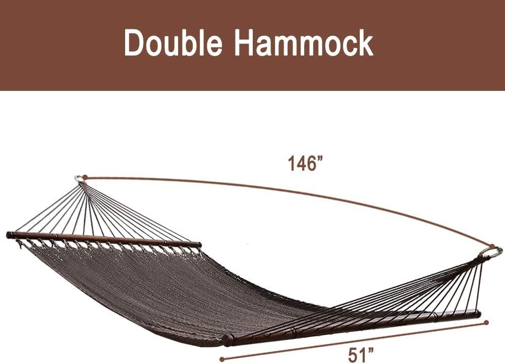 PRIME GARDEN 13FT Poolside Hammock, Double Hammock with Hardwood Spreader Bar