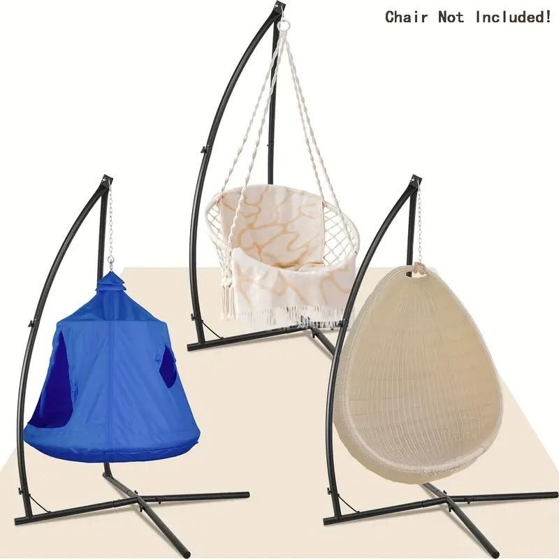 Heavy Duty Hammock Chair Stand C Shaped Solid Steel Hanging Chair Frame with Spr