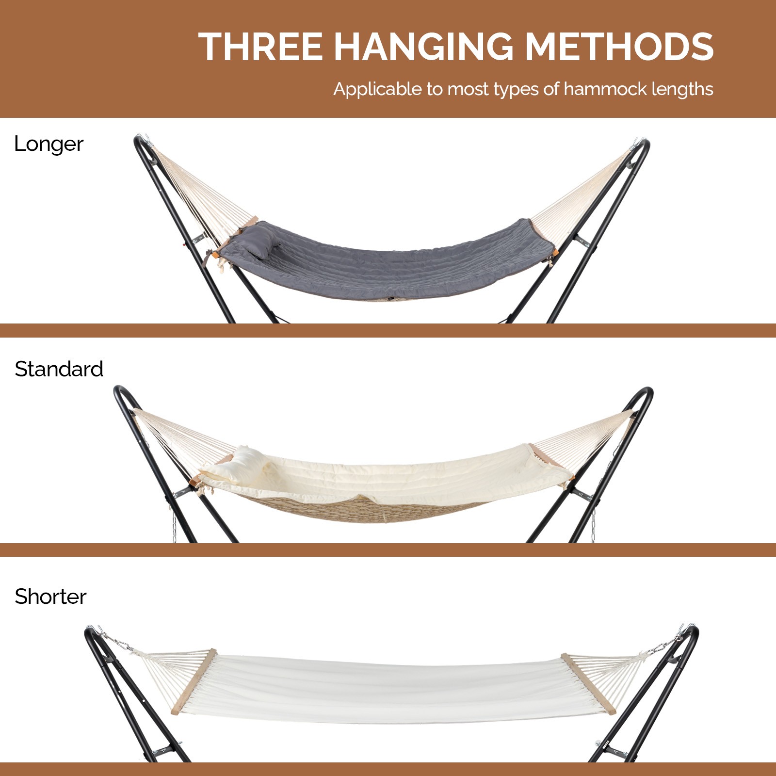 10FT Hammock Stand Only Steel with Adjustable Hooks for Outdoor, Garden, Patio