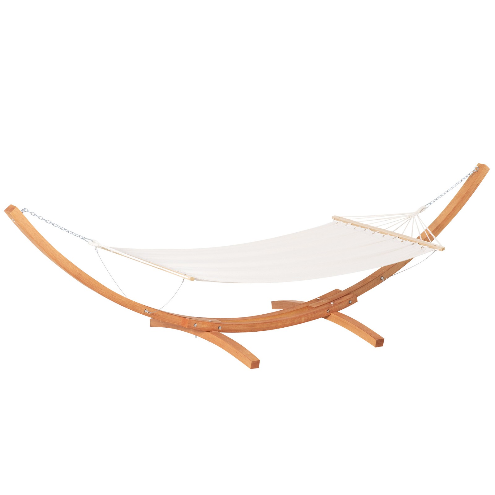 13′ Hammock with Wood Stand for Indoor or Outdoor, Cotton, White