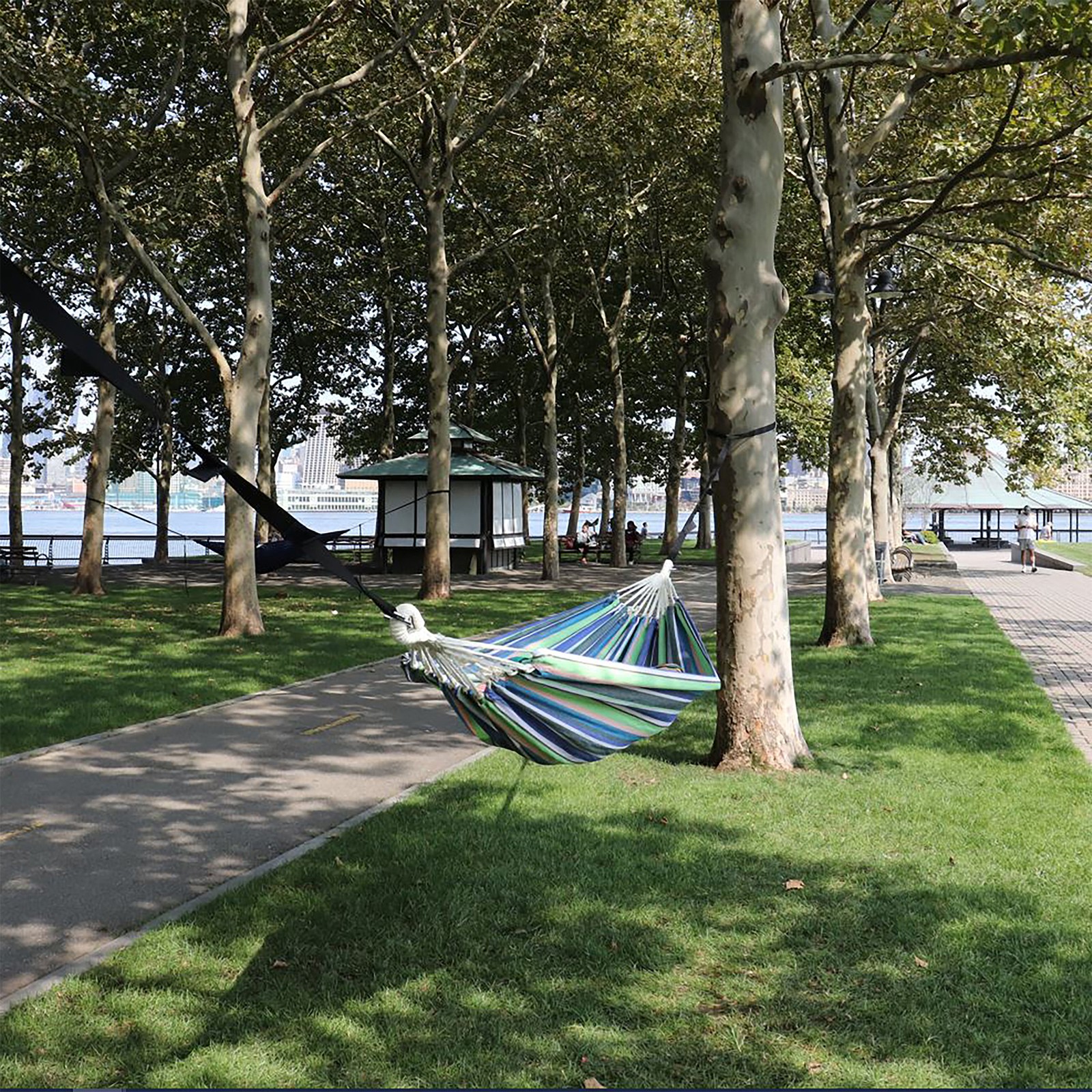 Bliss Hammocks Double Hammock with Rope Loops & Tree Straps, 265 lb, Blue Honu