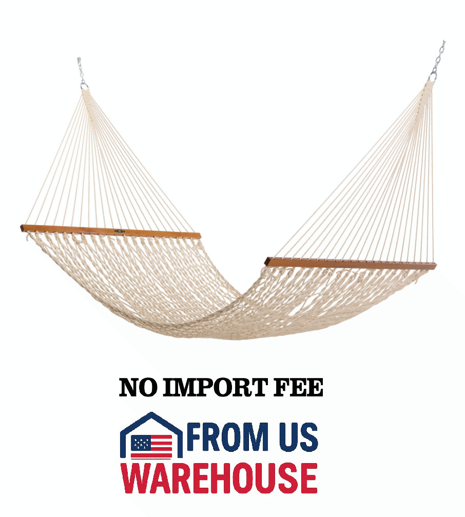 Pawleys Island Cotton Rope Hammock 13ft 450lb Oak Spreader USA Made