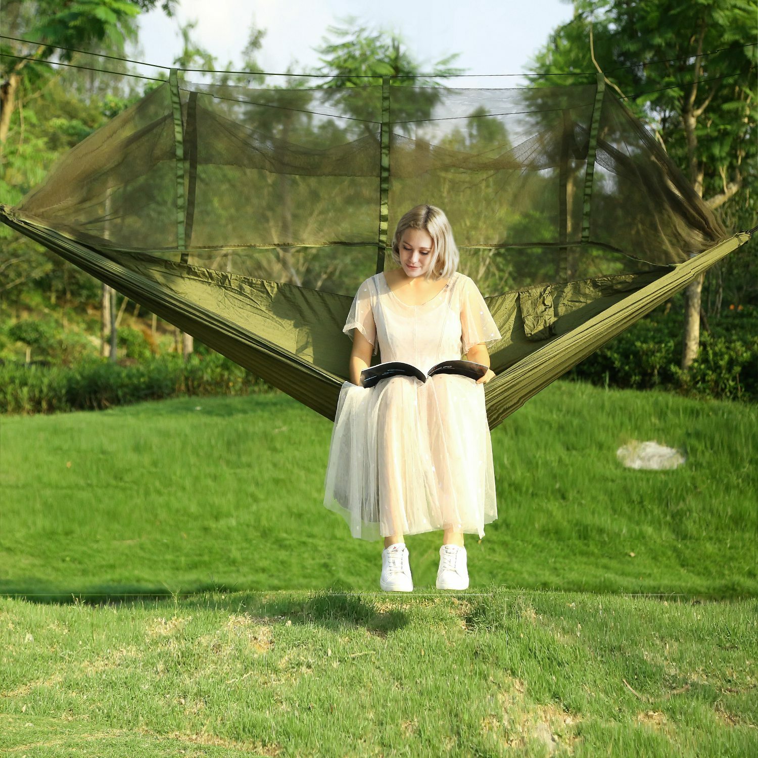 600lbs 2 Person Double Hammock Camping Tent w/Mosquito Net Hanging Sleeping Bed
