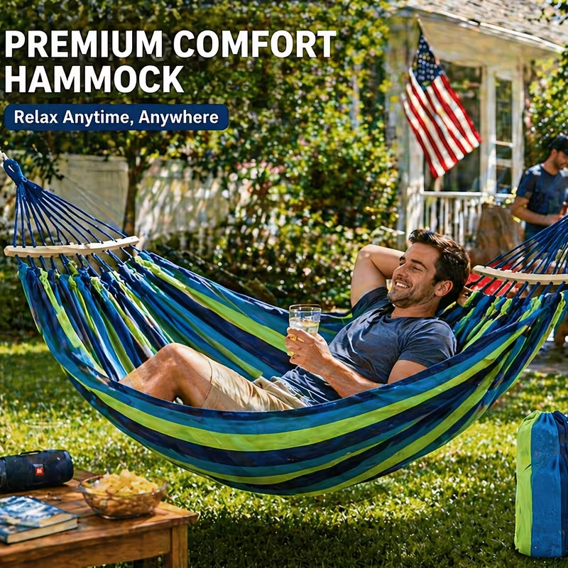 Canvas Hammock 1 – 2 Person Heavy Duty 102″ x 31″ Camping Backyard Patio Swing