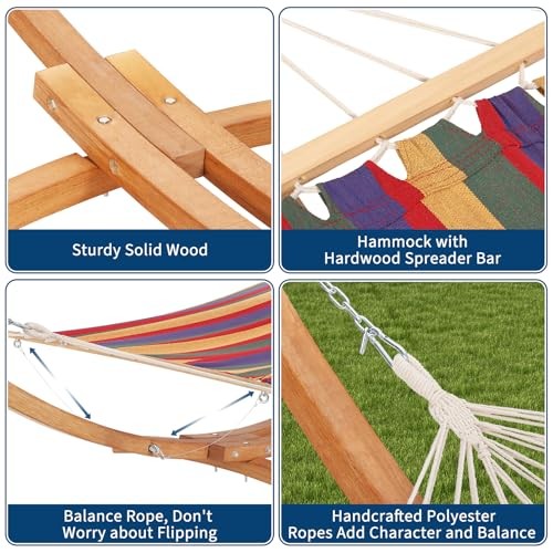 Wood Hammock Stand Only, Max 475 LBS, Heavy Duty Weatherproof Wood Hammock