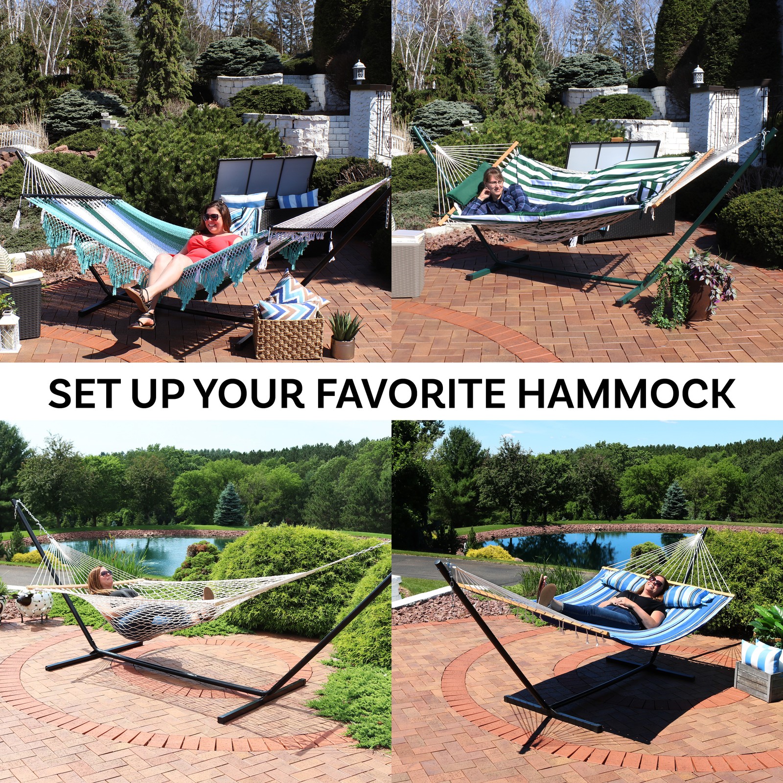 Powder-Coated Steel Beam Construction Hammock Stand – 15 ft by Sunnydaze