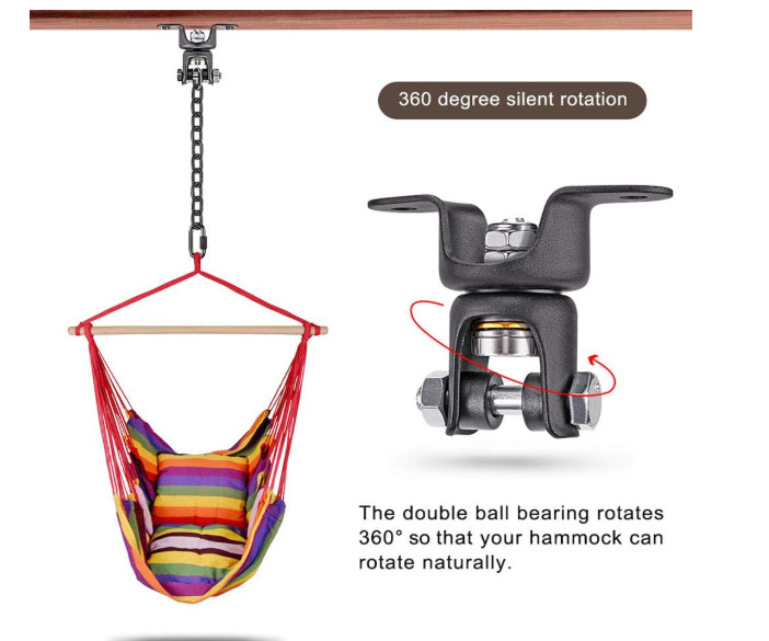 Kit de Colgador para Hamaca 600 LB, Cadena 120 cm, Giro 360°, Interior/Exterior