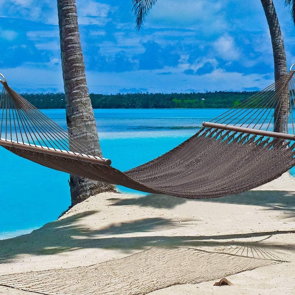 PRIME GARDEN 13FT Poolside Hammock, Double Hammock with Hardwood Spreader Bar