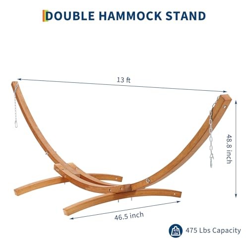 Wood Hammock Stand Only, Max 475 LBS, Heavy Duty Weatherproof Wood Hammock