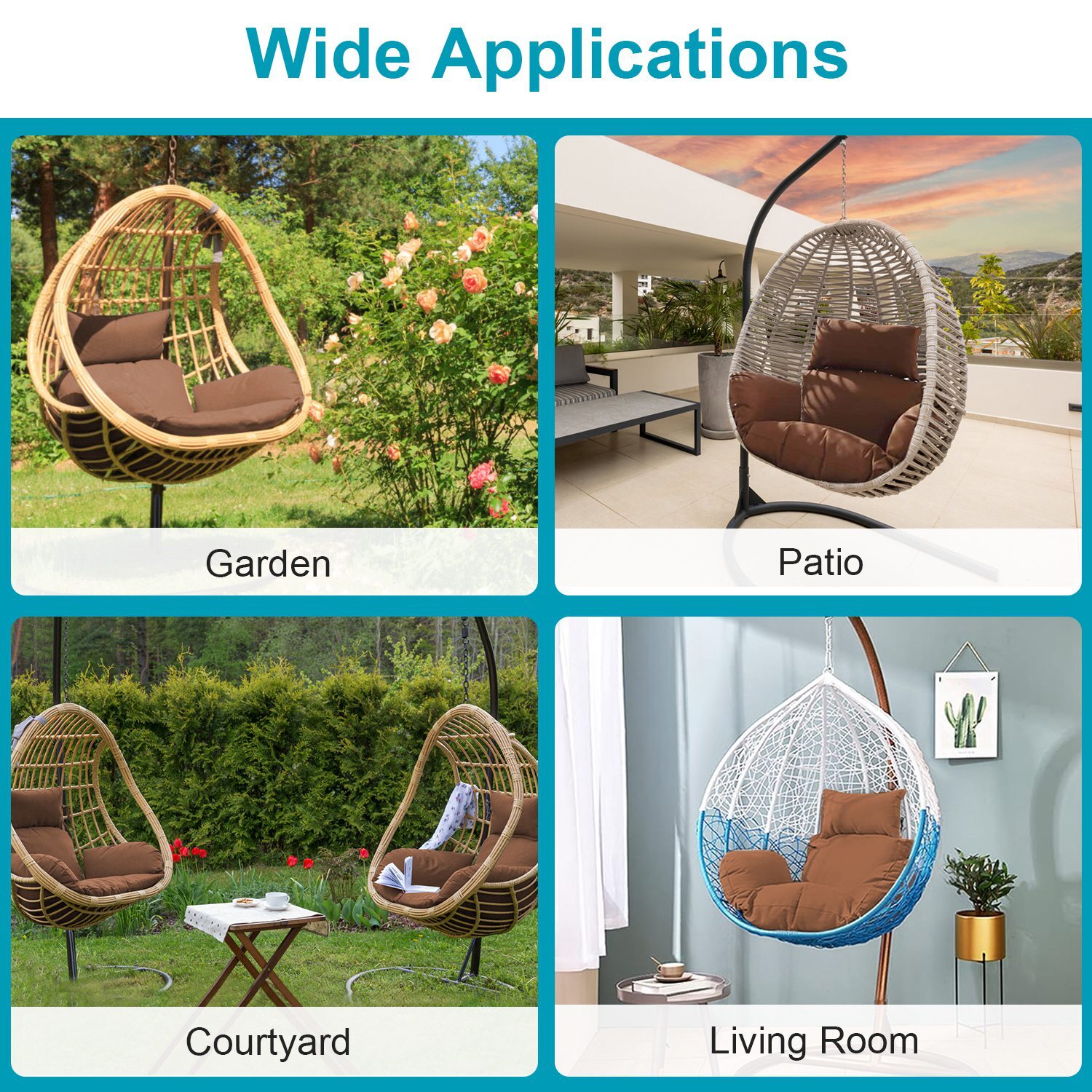 Thicken Egg Chair Cushion Hanging Basket Seat Cushion Soft Chair Pad Home Mat US