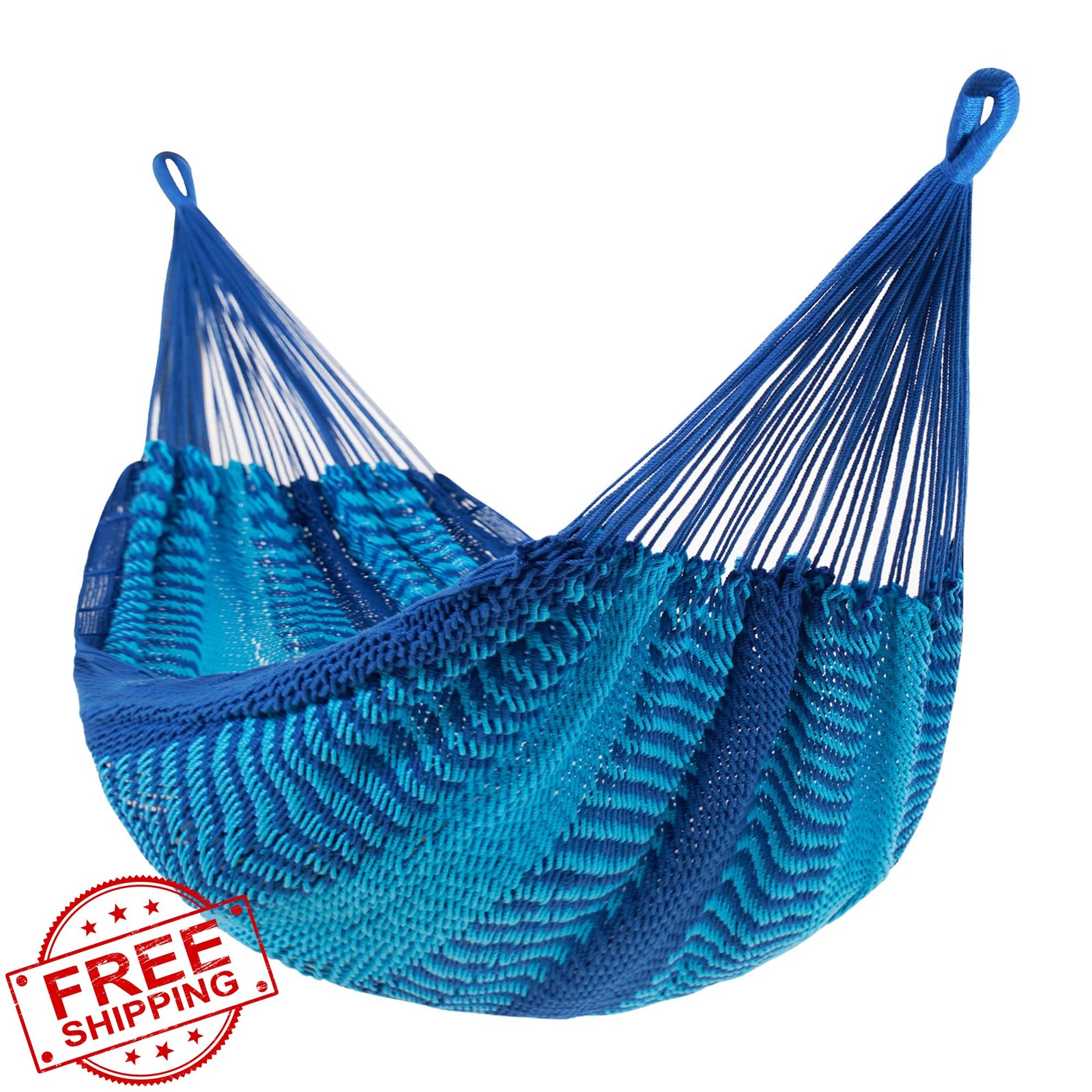 Lazy Daze Hammock 10.5FT Mayan Rope Double Hammock Blue/Dark Blue 550lbs
