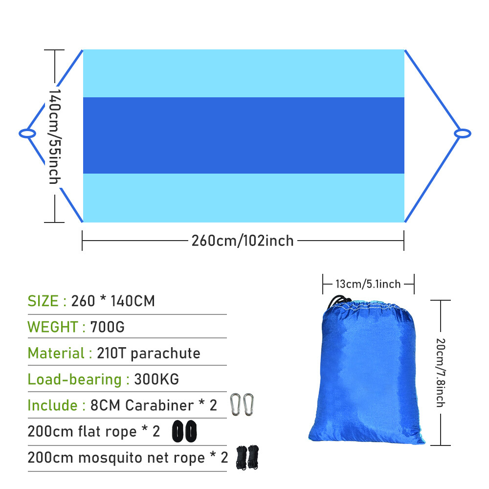 660lbs Double Person Portable Camping Hammock Tent Hanging Bed with Mosquito Net