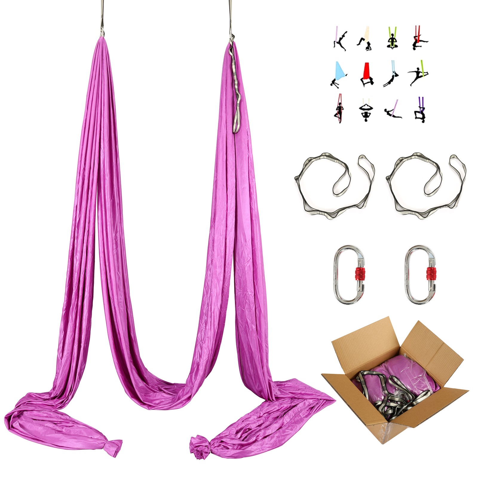 Aerial Yoga Swing Kit 39FT For Home Gymnastics Acrobatic Flying w/ Hardware