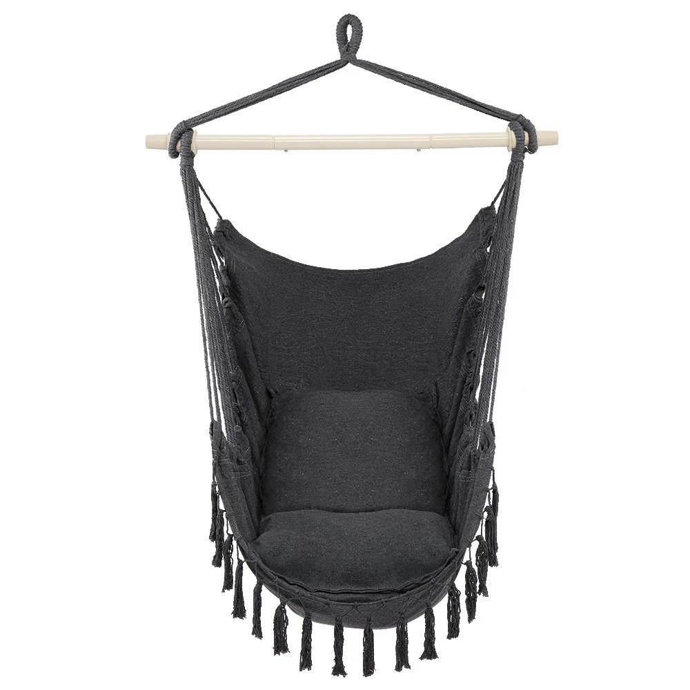 Hammock Hanging Rope Chair Swing Seat Patio Picnic Camping Dark Gray