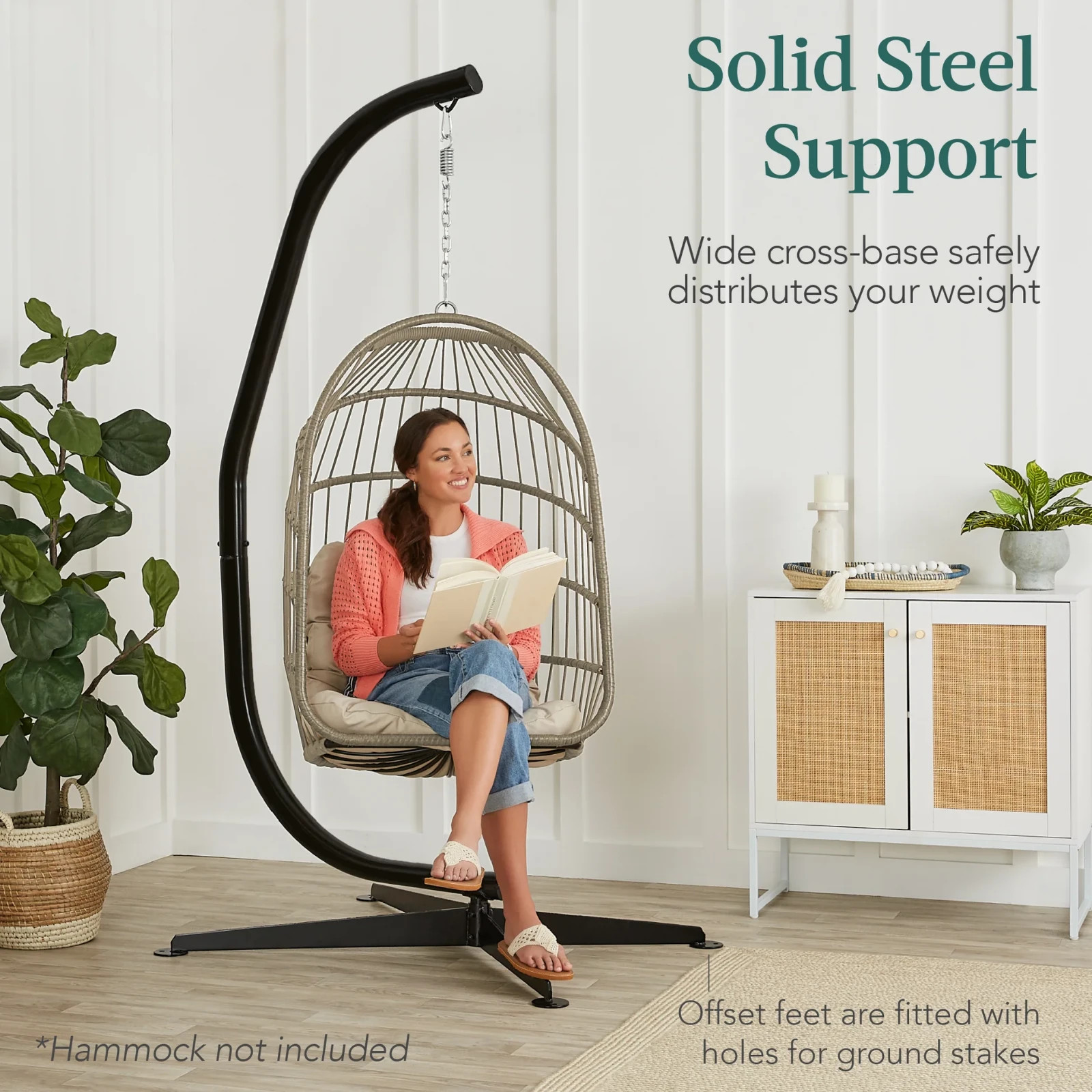 BCP Curved Hanging Hammock C-Stand w/ All-Weather, Steel Frame – Stand Only