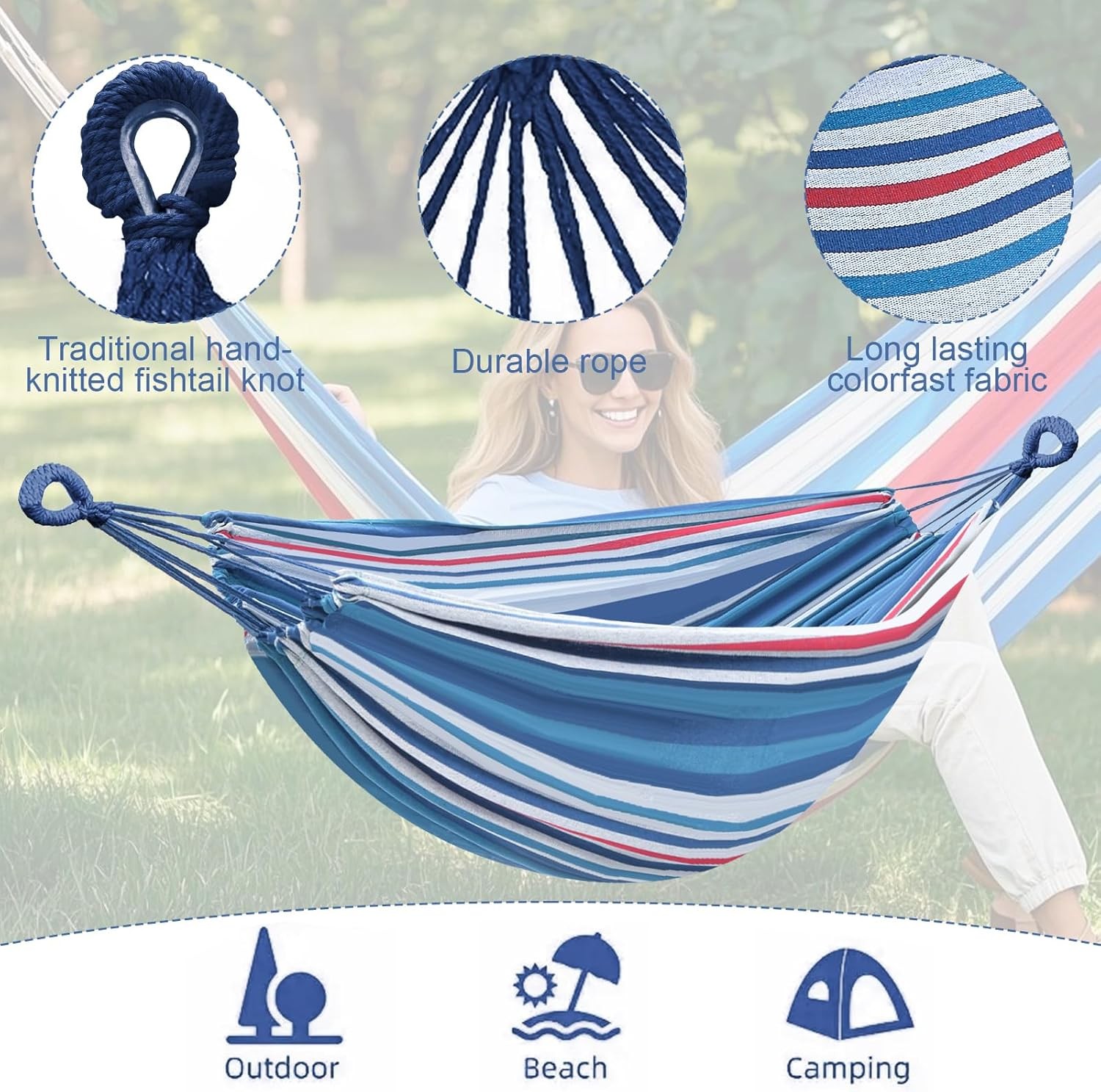 Double Hammock Comfortable with Tree Straps Holds Hanging Kit