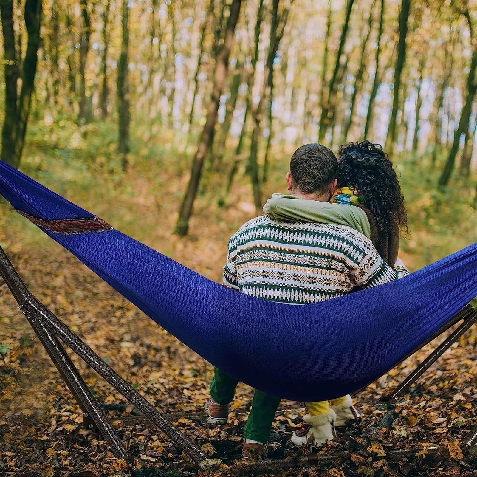 Tranquillo 116″ Double Hammock w/Adjustable Stand & Bag, Blue (For Parts)