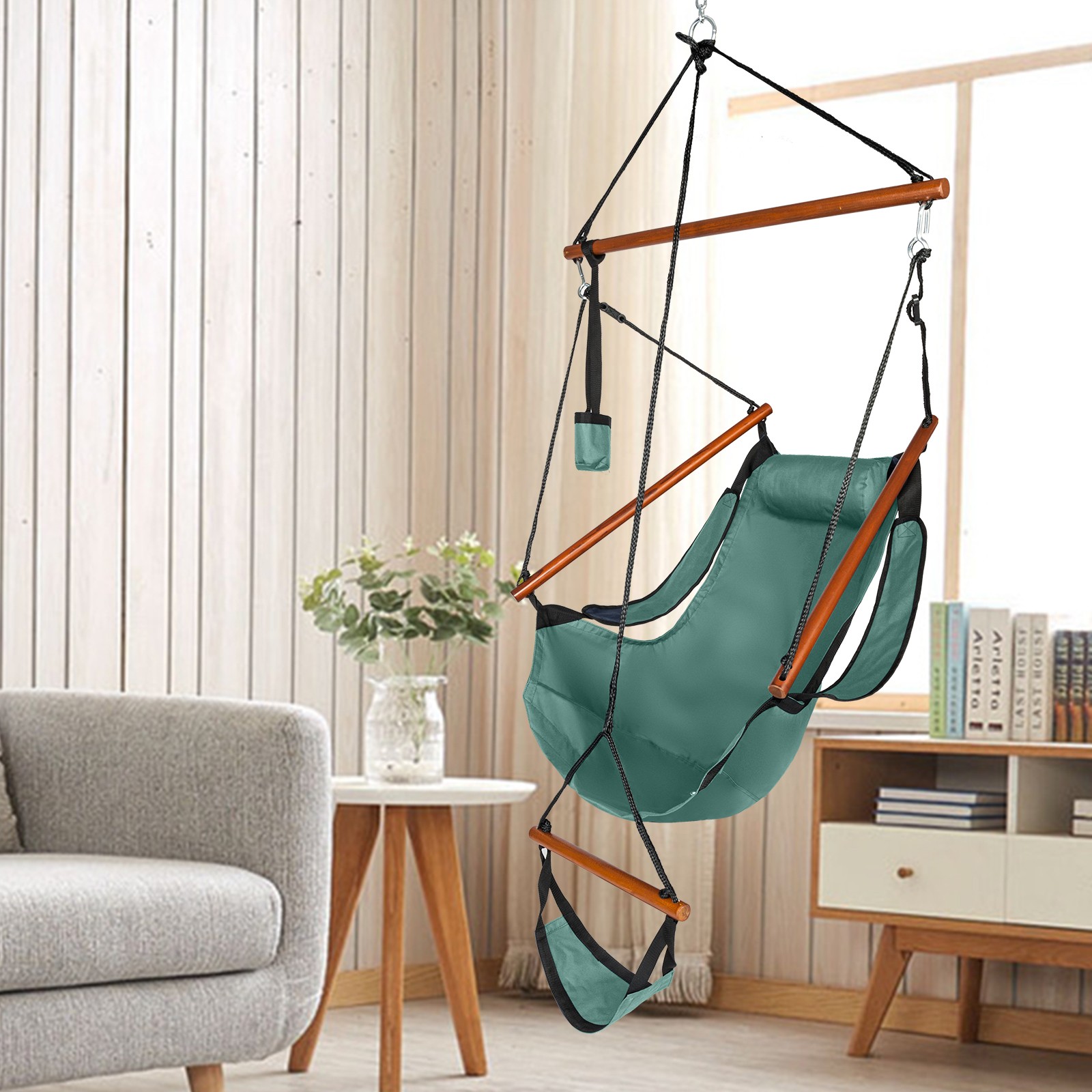 Hammock Hanging Sky Chair Air Deluxe Swing Chair Outdoor With Cup Holder 4 Color