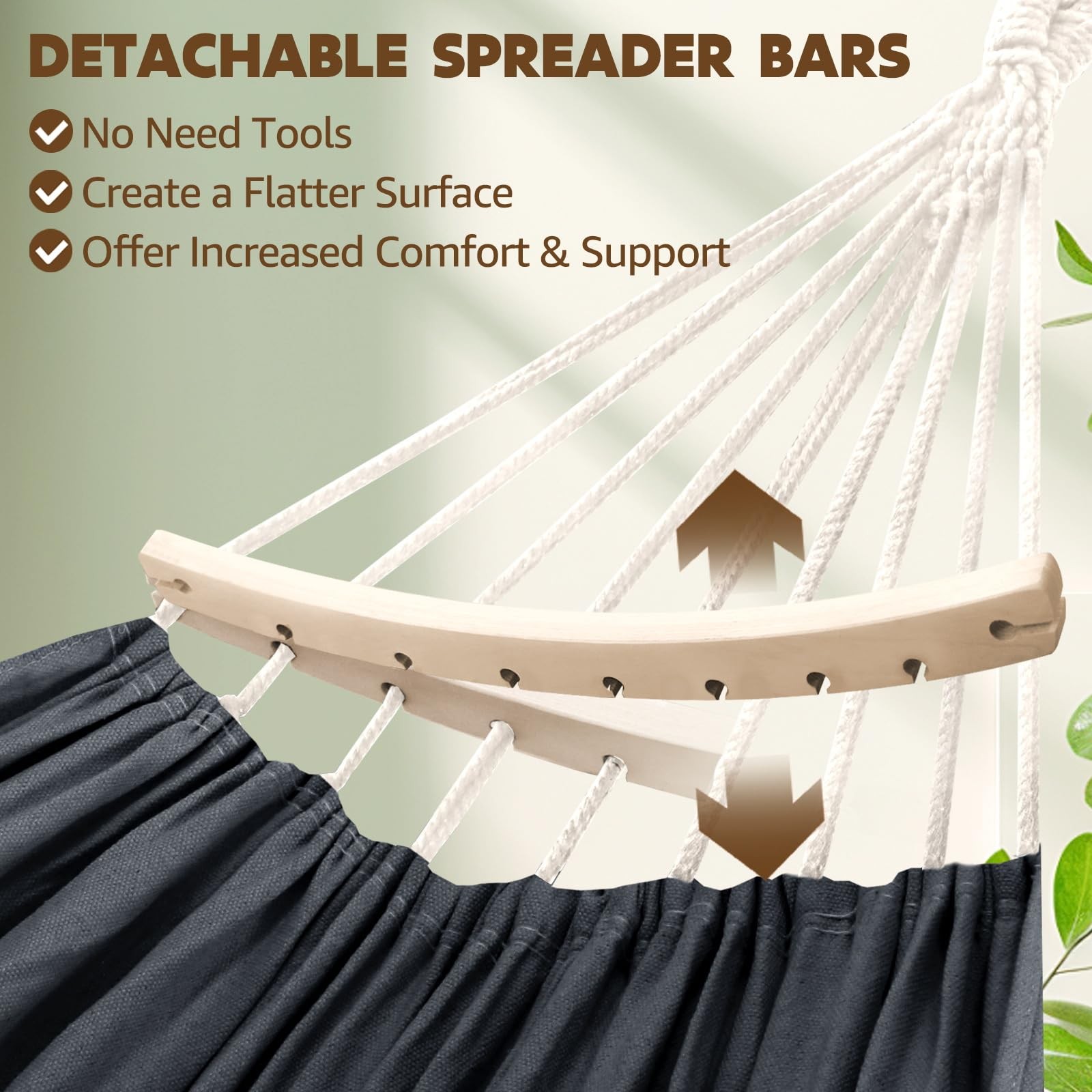 Cotton Hammock Large Soft Breathable Camping Hammock Holds Up to 660lbs Porta…
