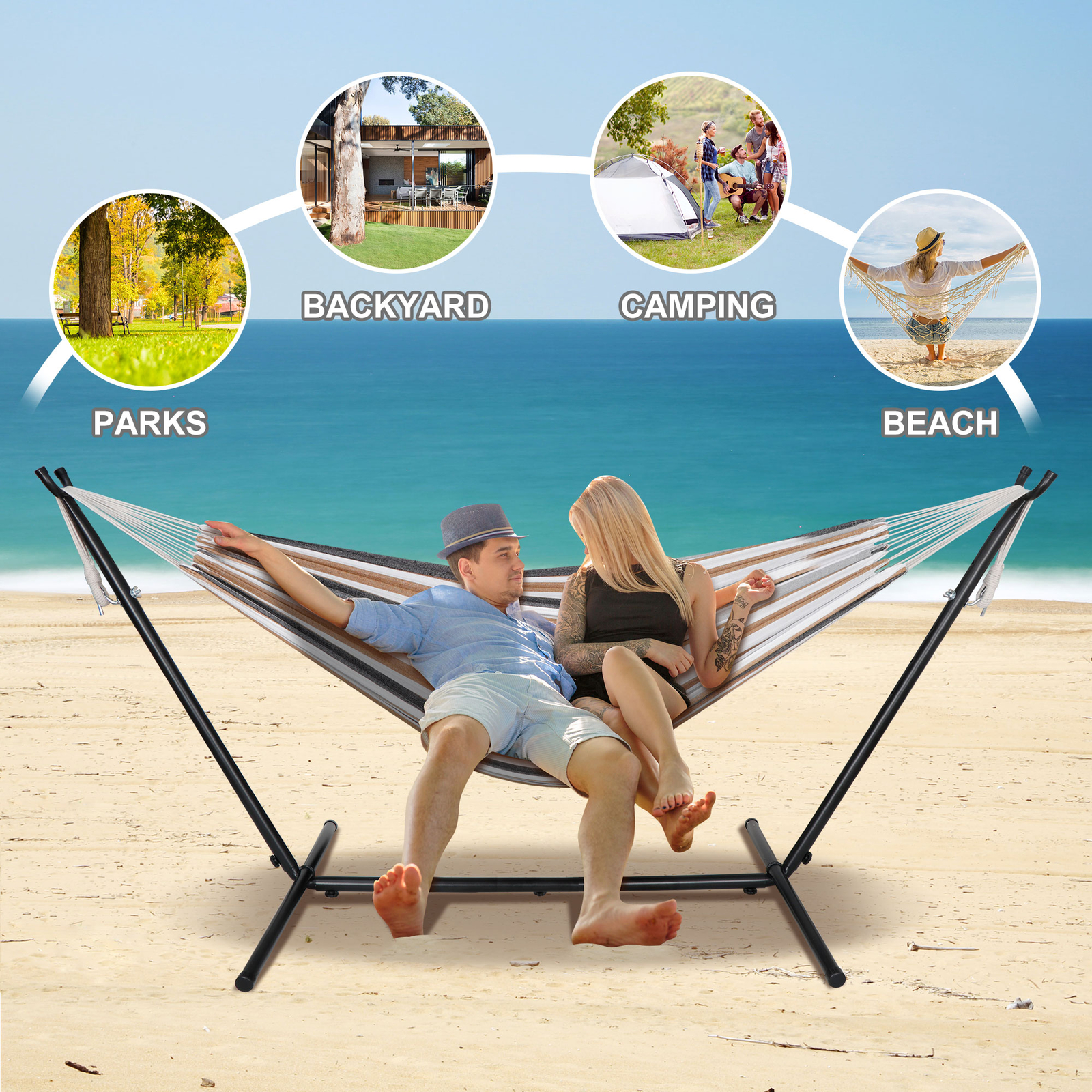 Portable Hammock Stand Metal Frame for Outdoor Hammock Use 450lbs Capacity