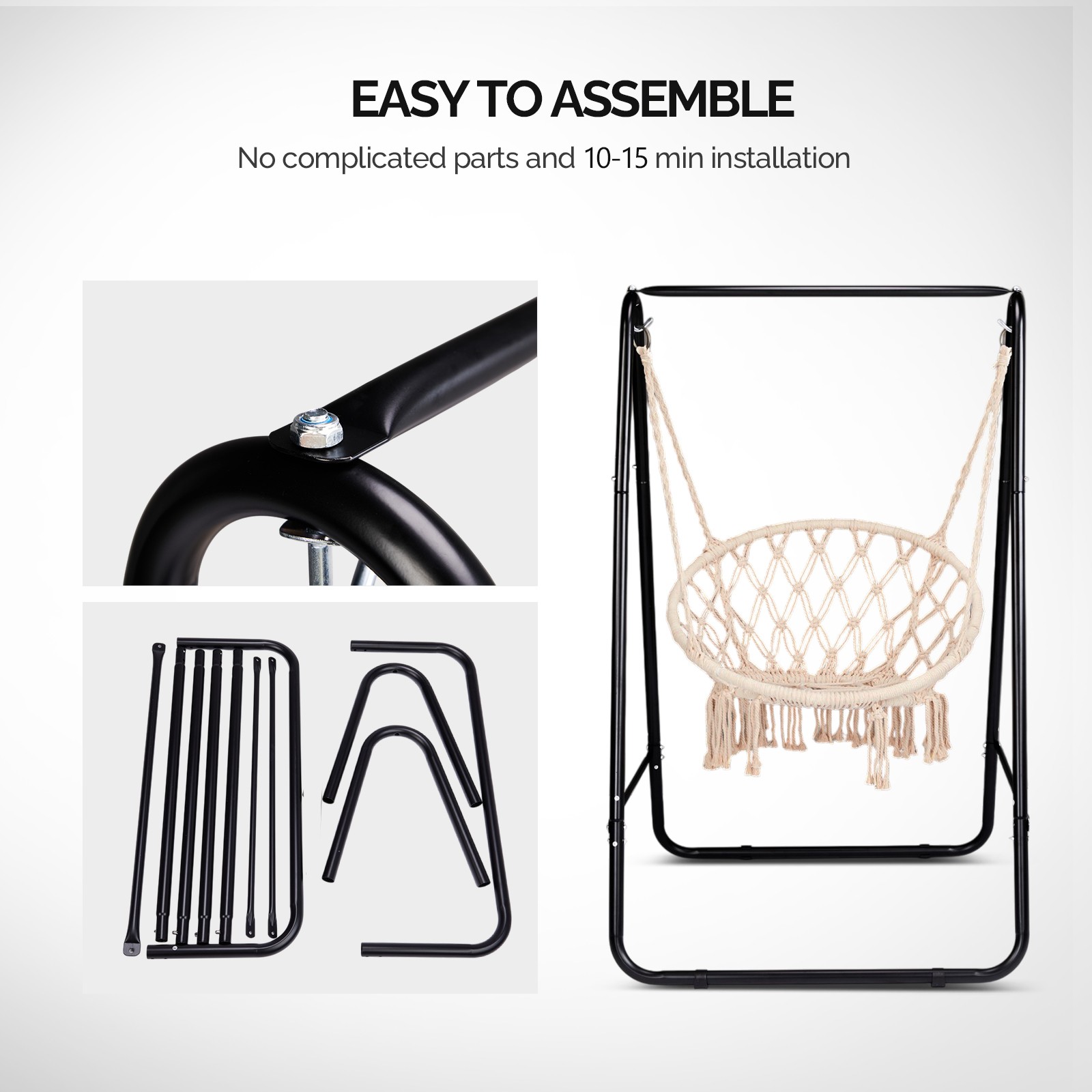 Outdoor Hammock Chair Stand Only, Swing Stand with 2 Hooks