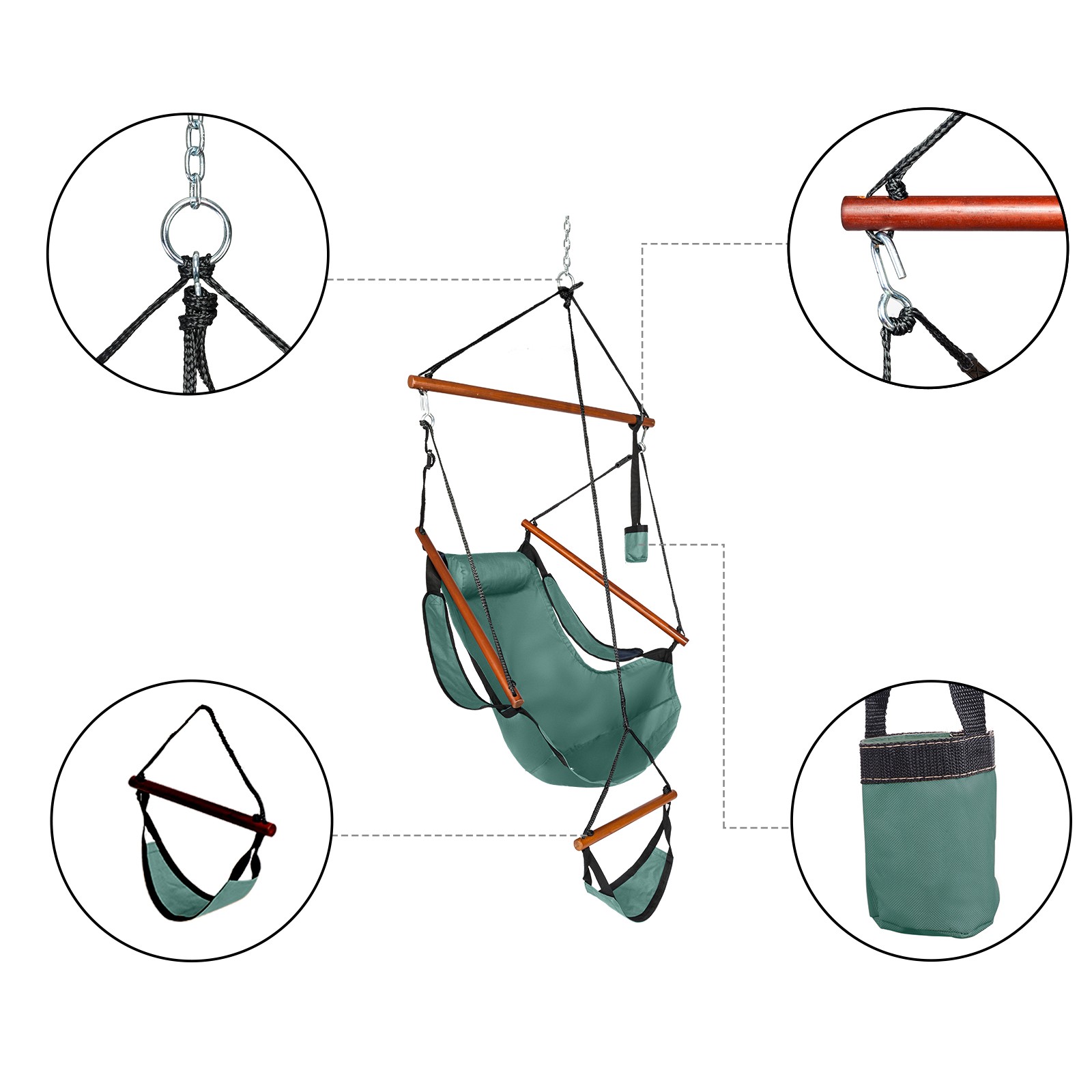 Hammock Hanging Chair Air Deluxe Outdoor Chair Solid Wood 250lb 4 Color