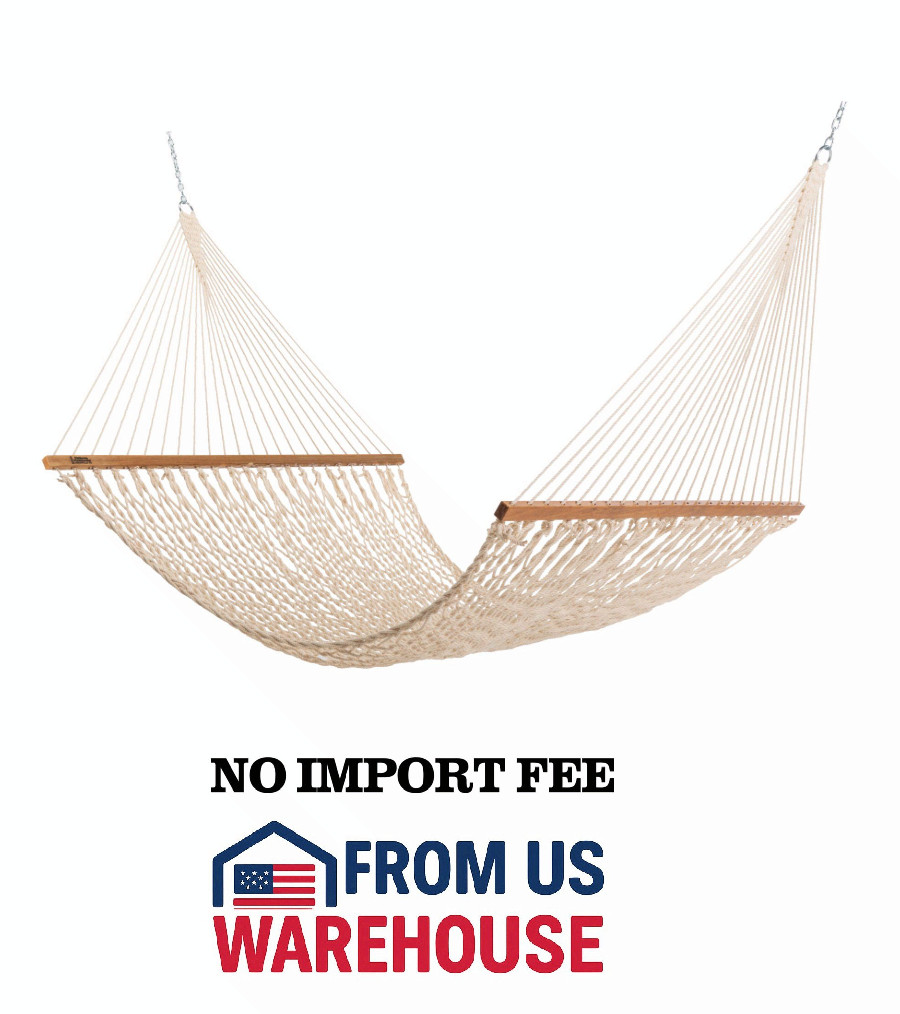 Hatteras Duracord Hammock 13ft Oatmeal 450lb w/ Chains Hooks USA Made