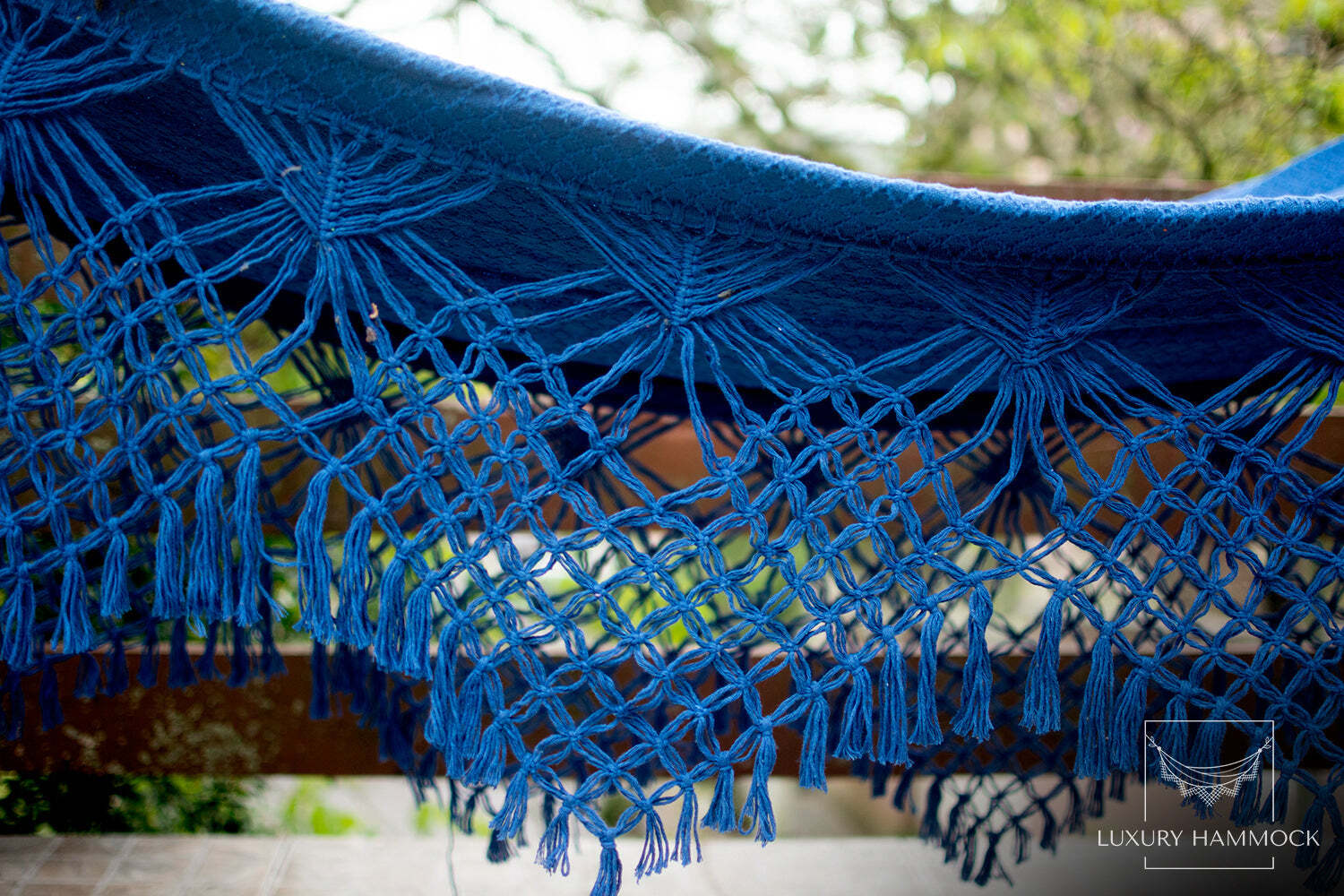 Blue Luxury Hammock with macrame – 14ft x 5ft – Brazilian Premium Double Handmad