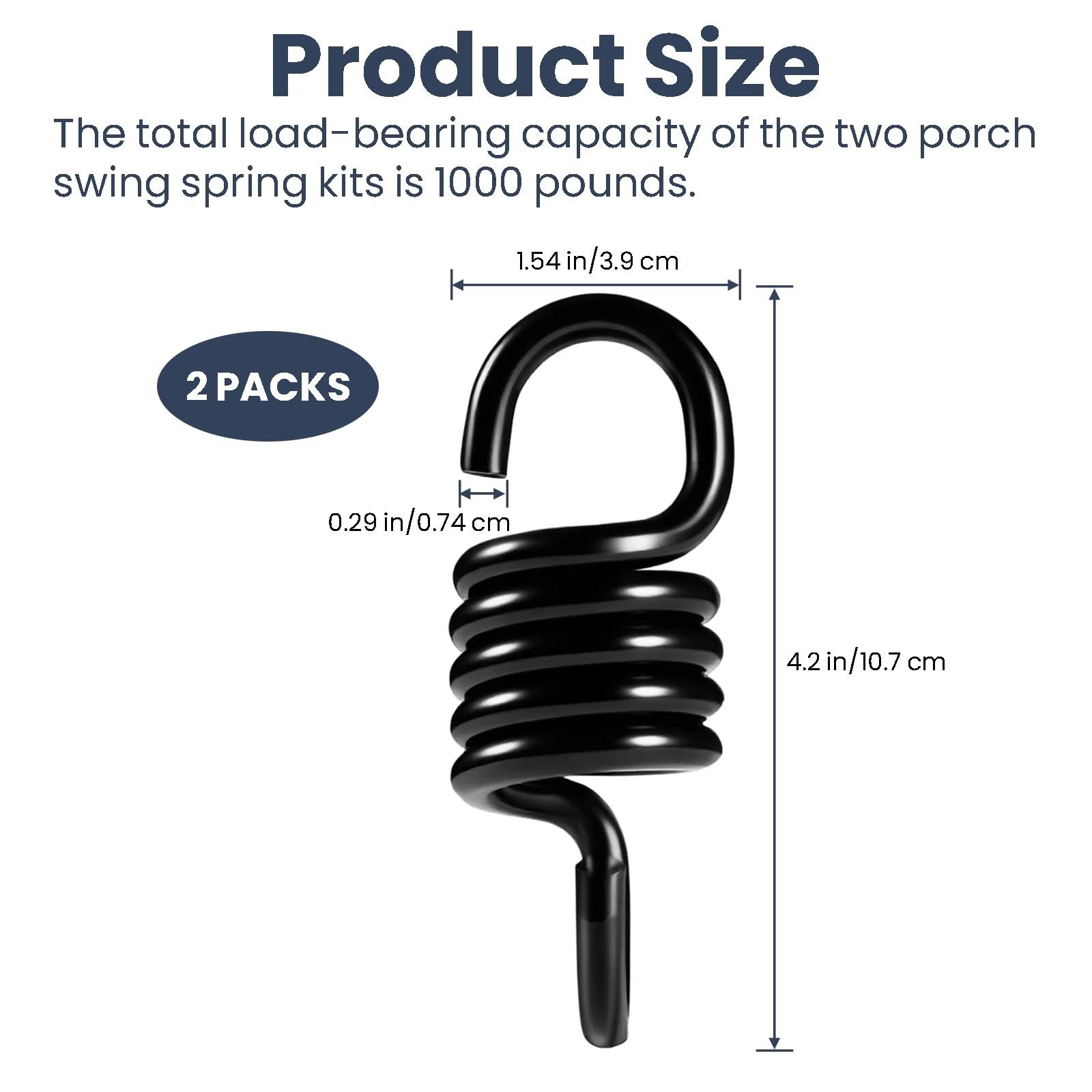 2 PCS Heavy Duty 304 Stainless Steel Porch Swing Springs 1000 LB Capacity