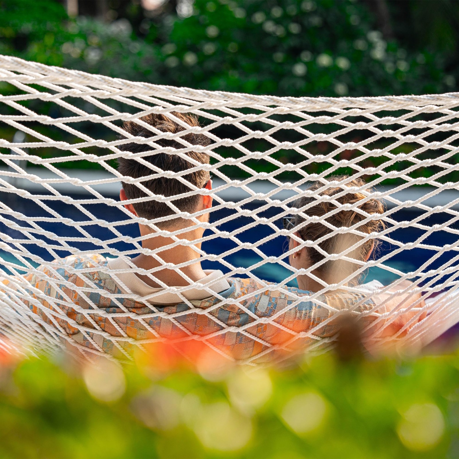 12FT Double Rope Hammocks, 2 Person Hand Woven Cotton Hammock with Spreader B…