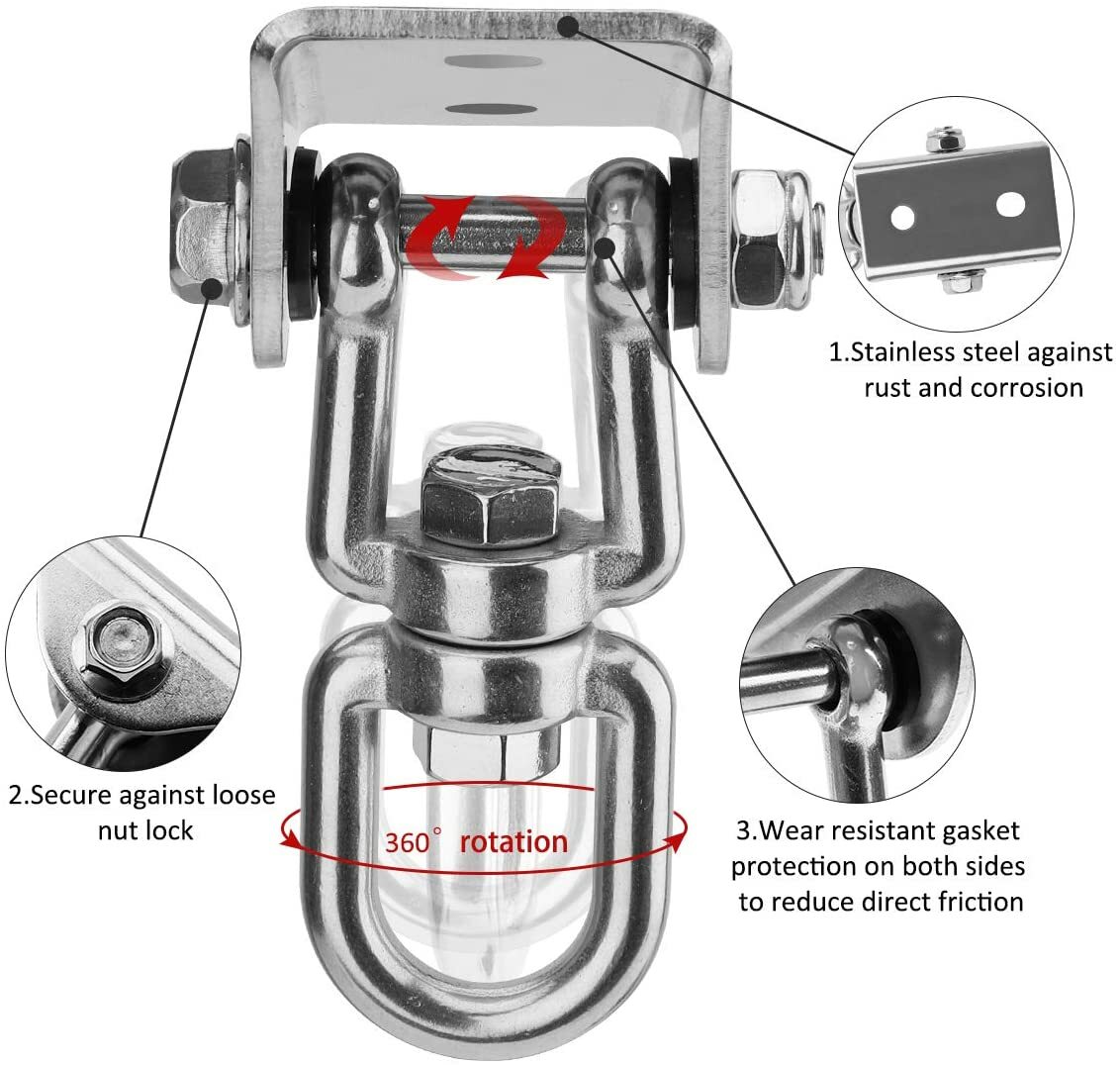 Kit para colgar hamaca, capacidad de 1000 lb, servicio pesado, rotación de 360 °