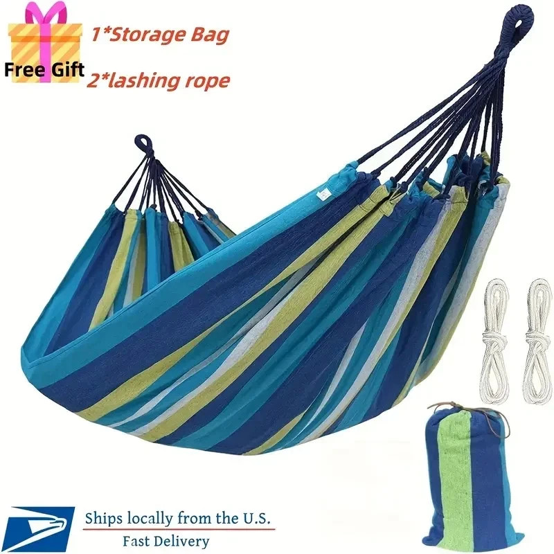 Canvas Hammock 1 – 2 Person Heavy Duty 102″ x 31″ Camping Backyard Patio Swing