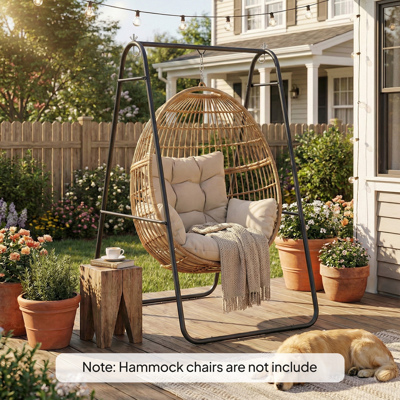 Hammock Chair Stand, Hanging Chair Stand Only, 330 LBS, Black
